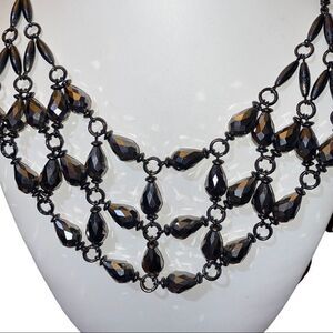 SIMPLY VERA WANG Black & Silver Faceted Bead Bib Necklace